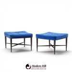 edward wormley for dunbar model 5002 mid century thebes mahogany stools - pair