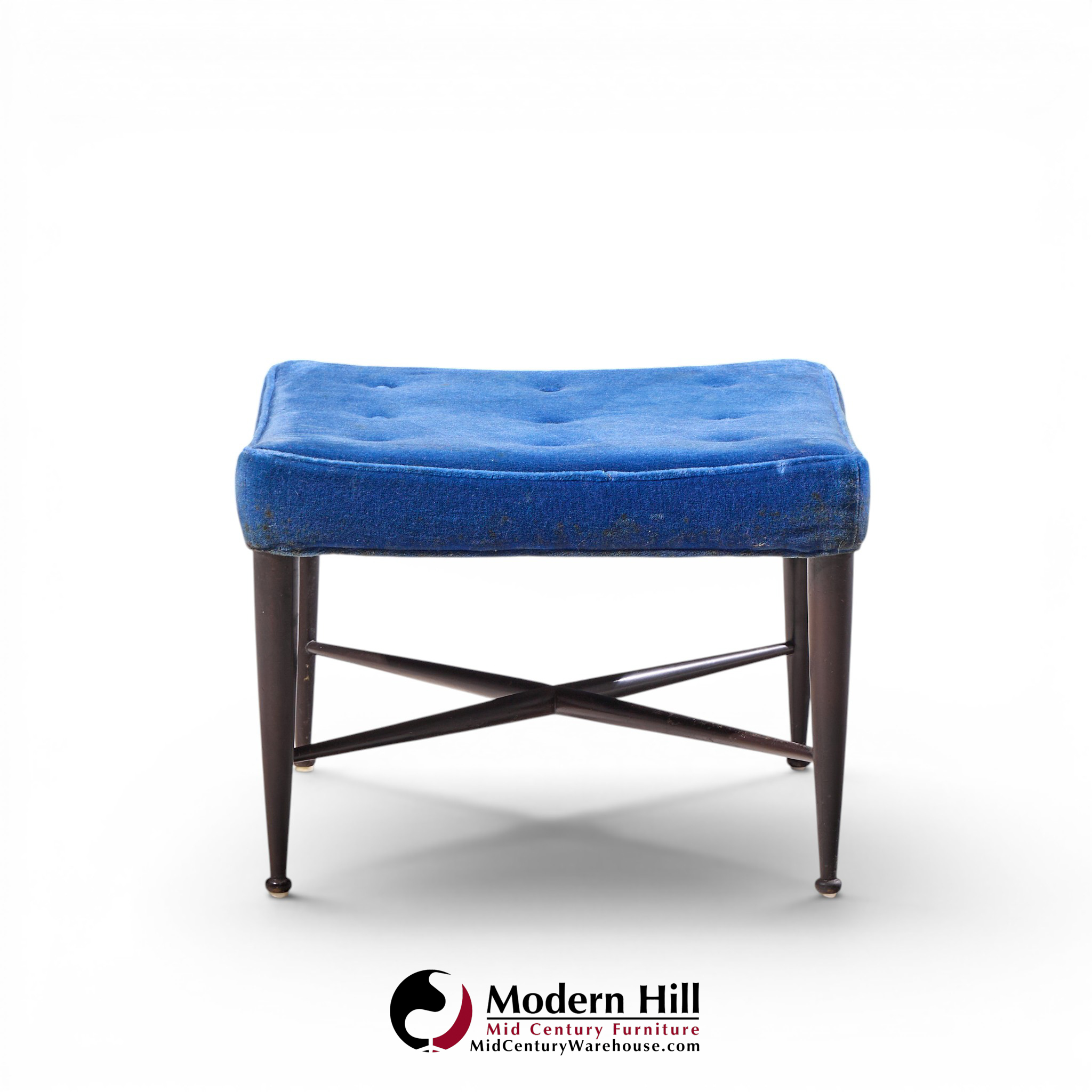 edward wormley for dunbar model 5002 mid century thebes mahogany stools - pair