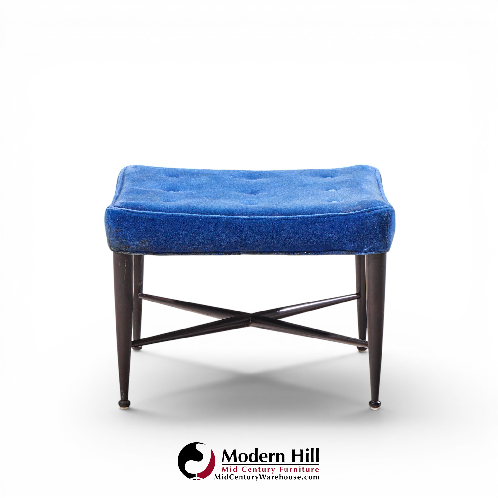 edward wormley for dunbar model 5002 mid century thebes mahogany stools - pair