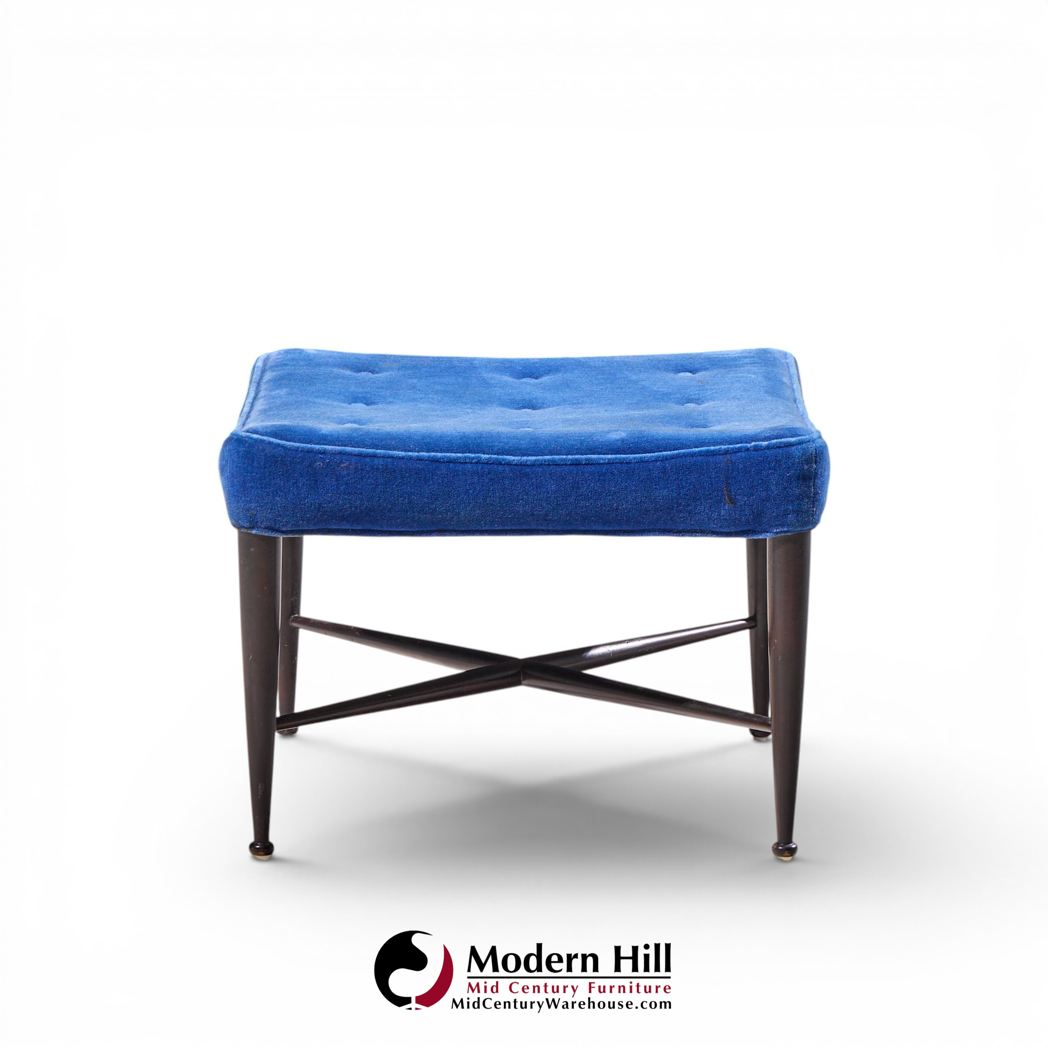 edward wormley for dunbar model 5002 mid century thebes mahogany stools - pair