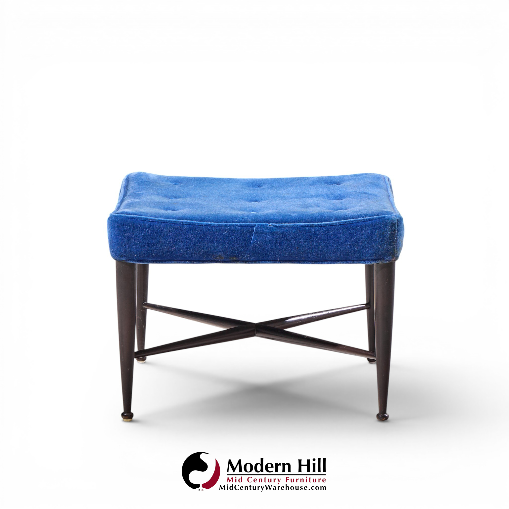 edward wormley for dunbar model 5002 mid century thebes mahogany stools - pair