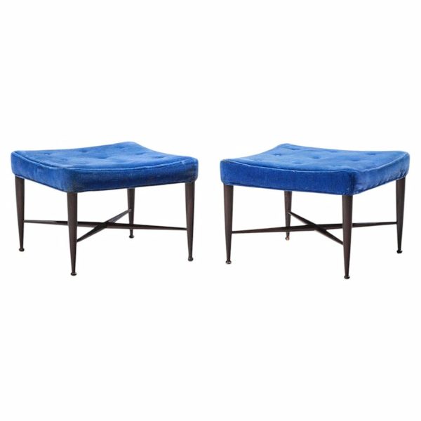 edward wormley for dunbar model 5002 mid century thebes mahogany stools - pair