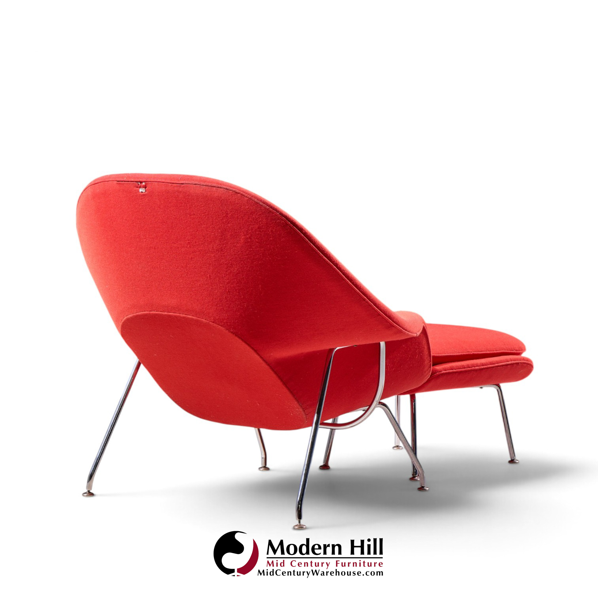 eero saarinen for knoll mid century medium womb chairs - pair with ottoman