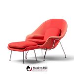 eero saarinen for knoll mid century medium womb chairs - pair with ottoman