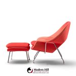 eero saarinen for knoll mid century medium womb chairs - pair with ottoman