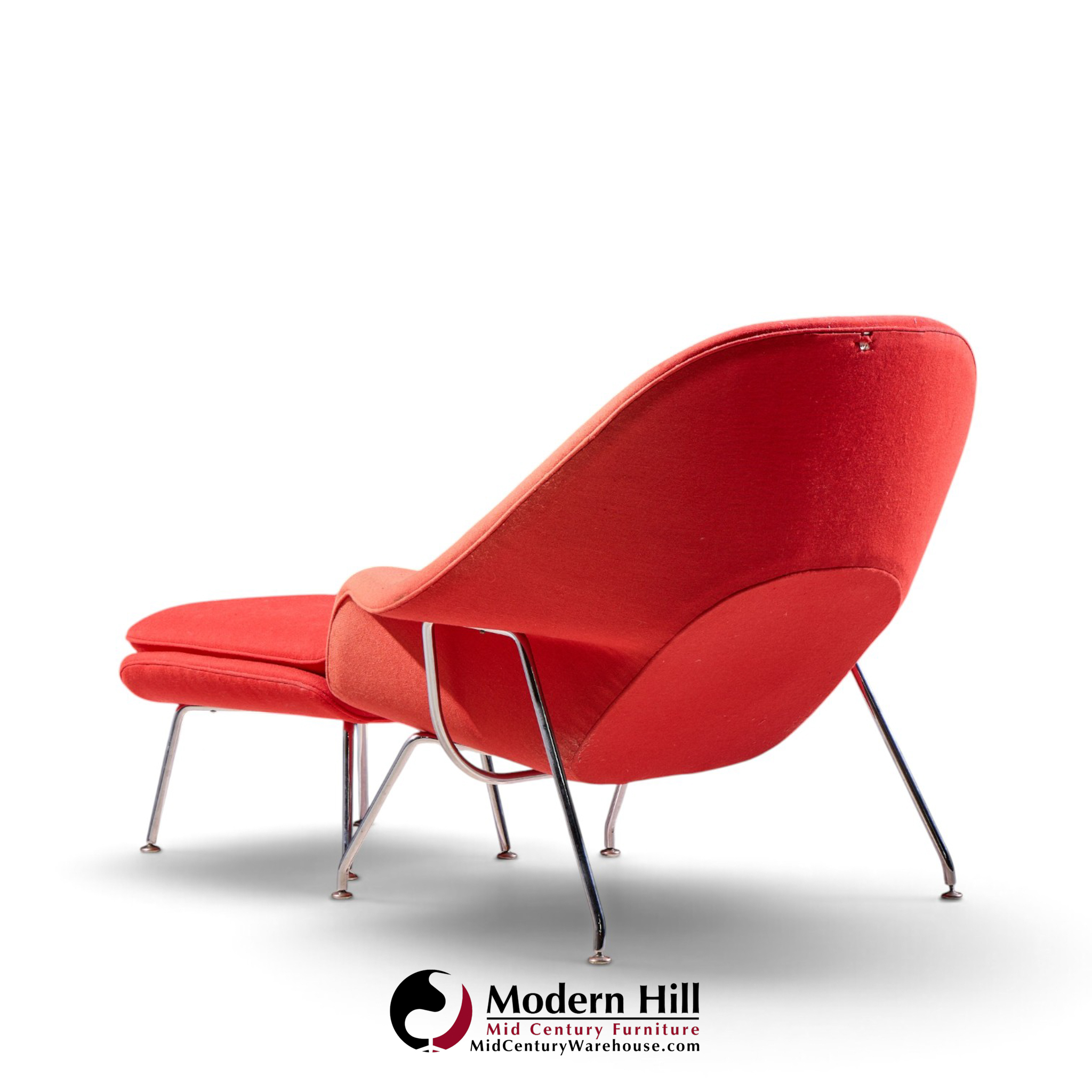 eero saarinen for knoll mid century medium womb chairs - pair with ottoman