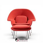 eero saarinen for knoll mid century womb chair with ottoman