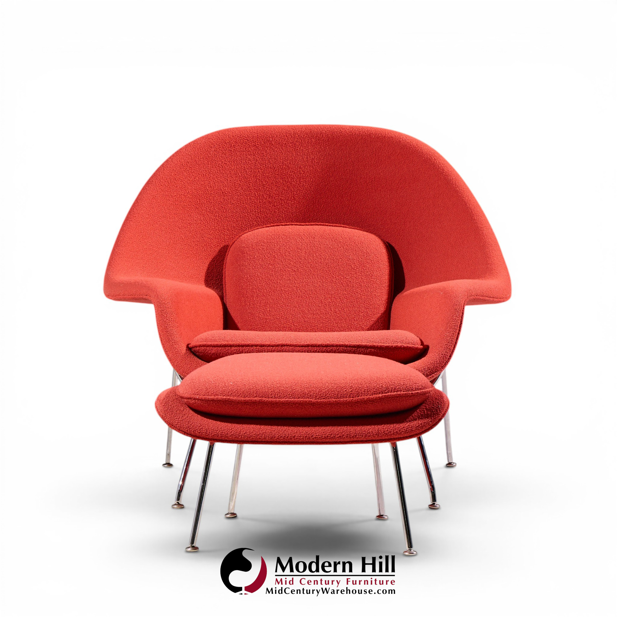 eero saarinen for knoll mid century womb chair with ottoman