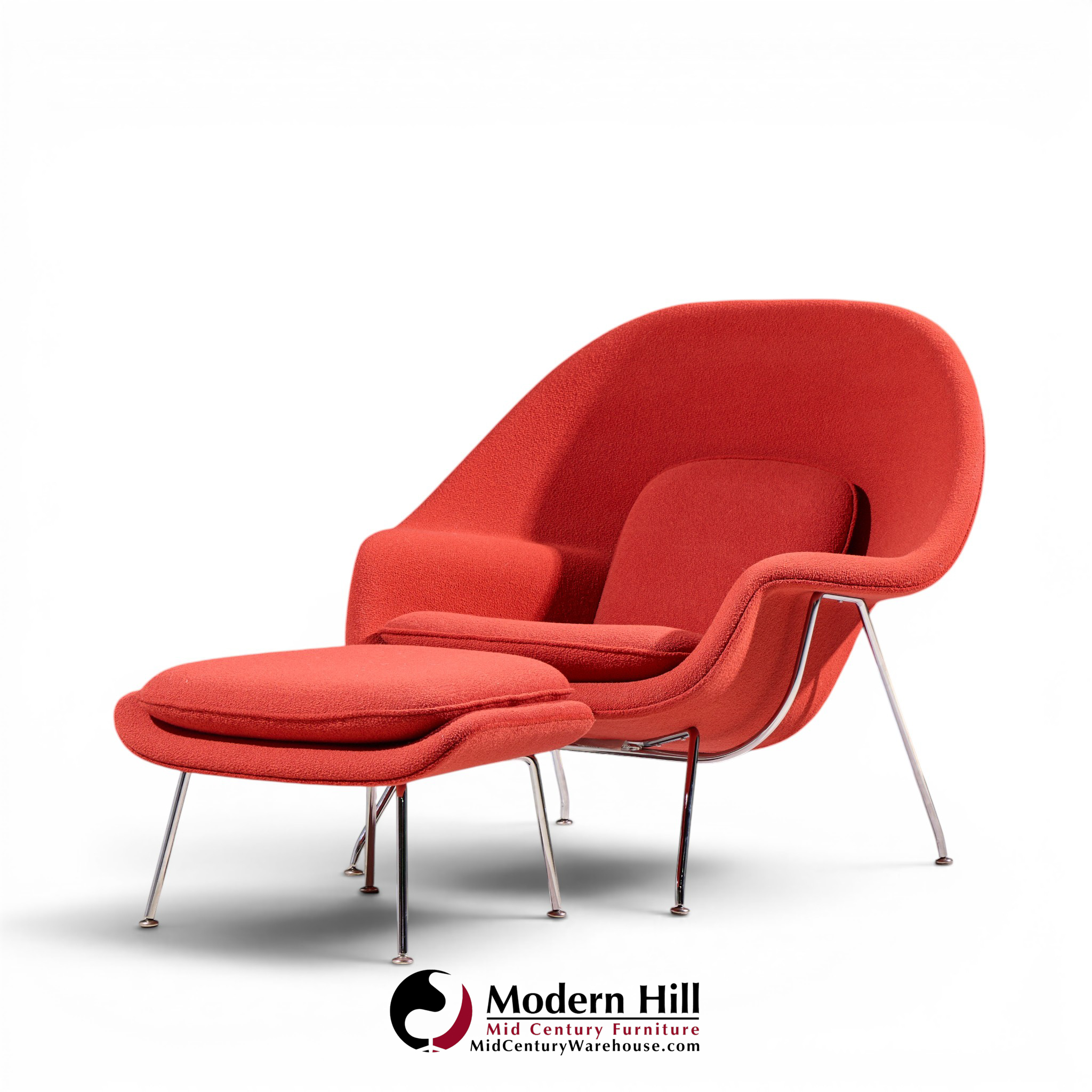 eero saarinen for knoll mid century womb chair with ottoman