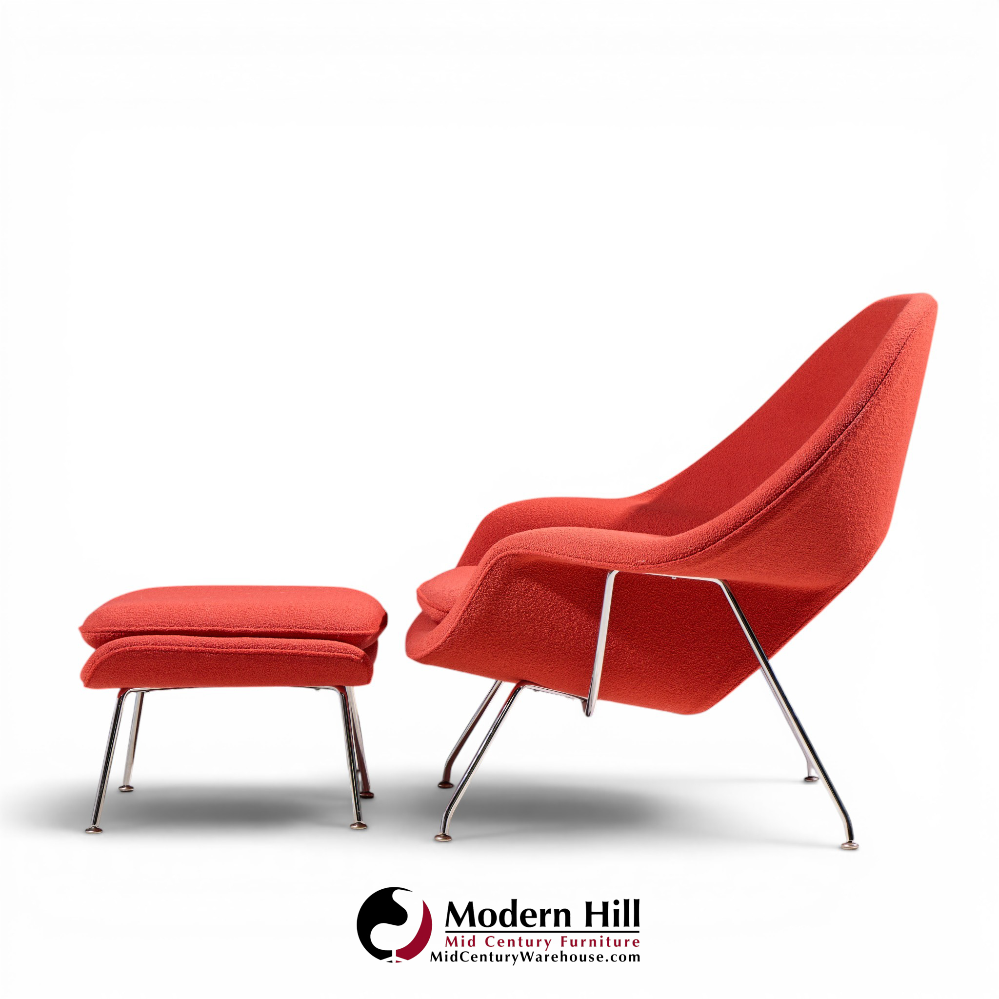 eero saarinen for knoll mid century womb chair with ottoman