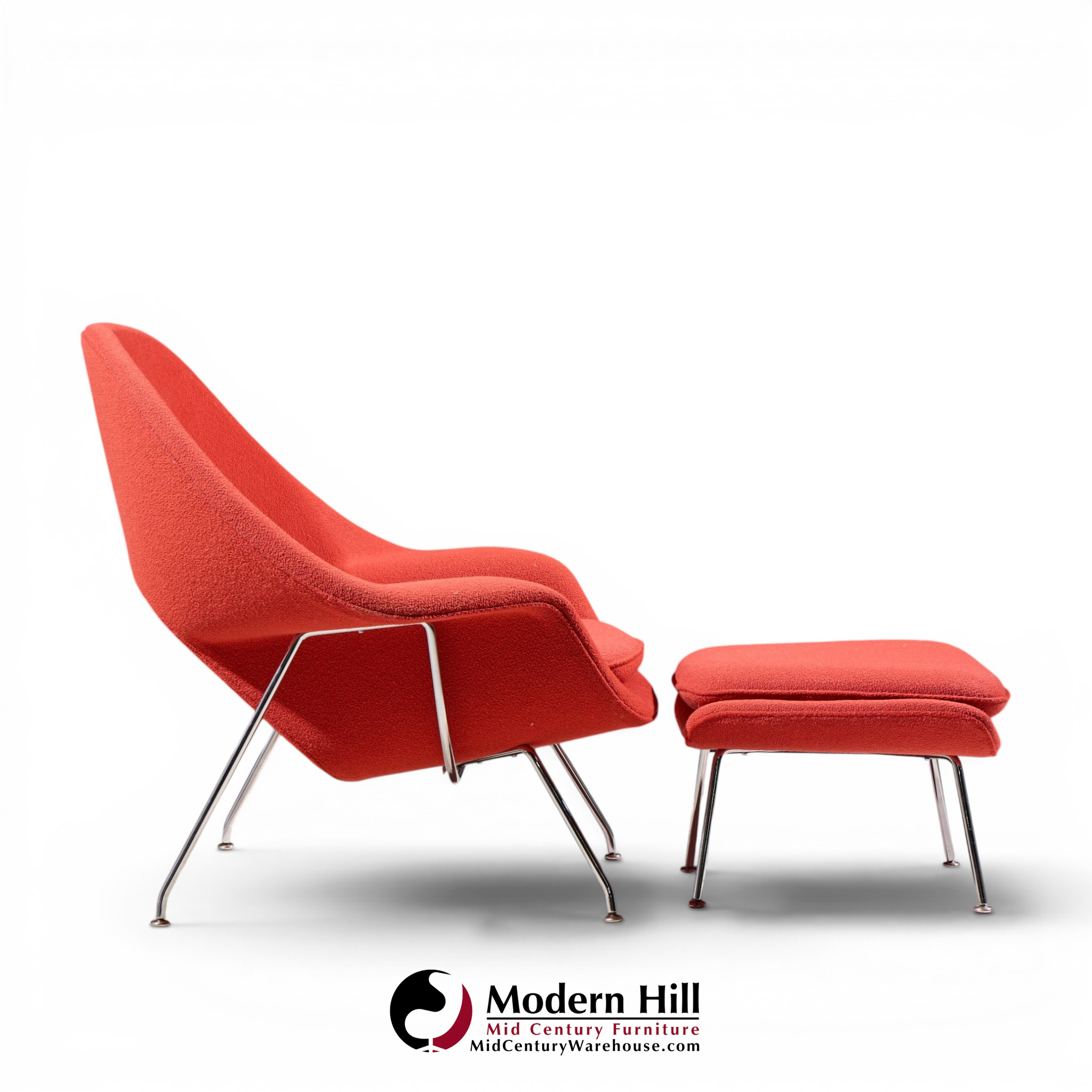 eero saarinen for knoll mid century womb chair with ottoman