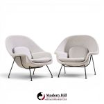 eero saarinen for knoll mid century womb chairs - pair