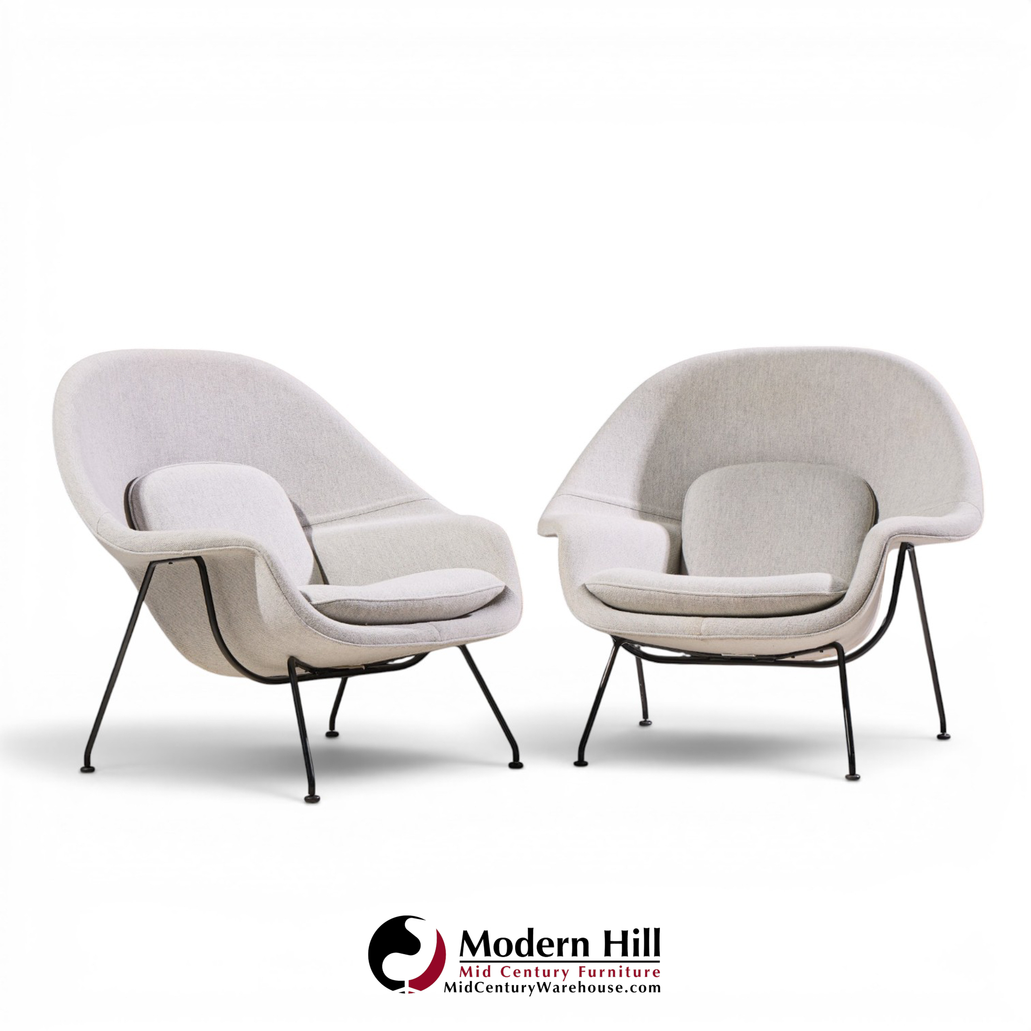 eero saarinen for knoll mid century womb chairs - pair