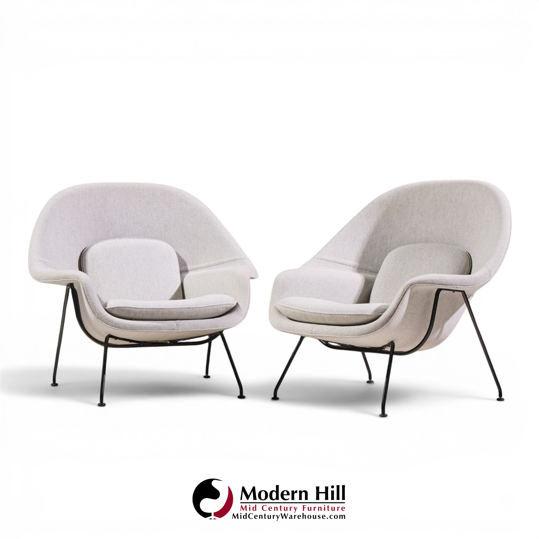 eero saarinen for knoll mid century womb chairs - pair