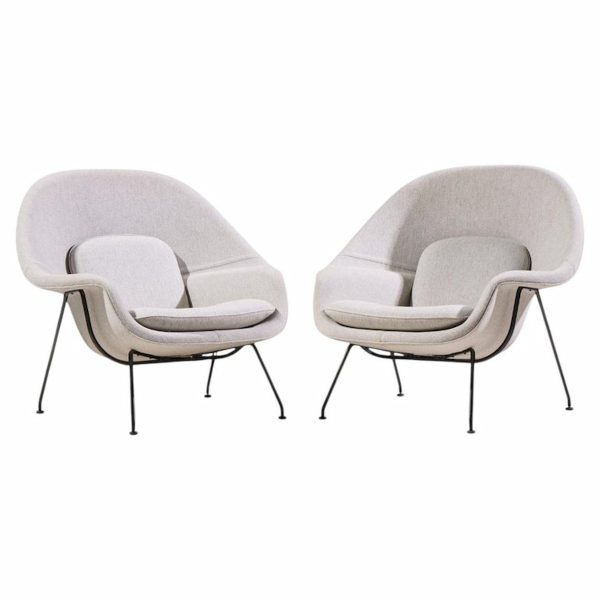 eero saarinen for knoll mid century womb chairs - pair