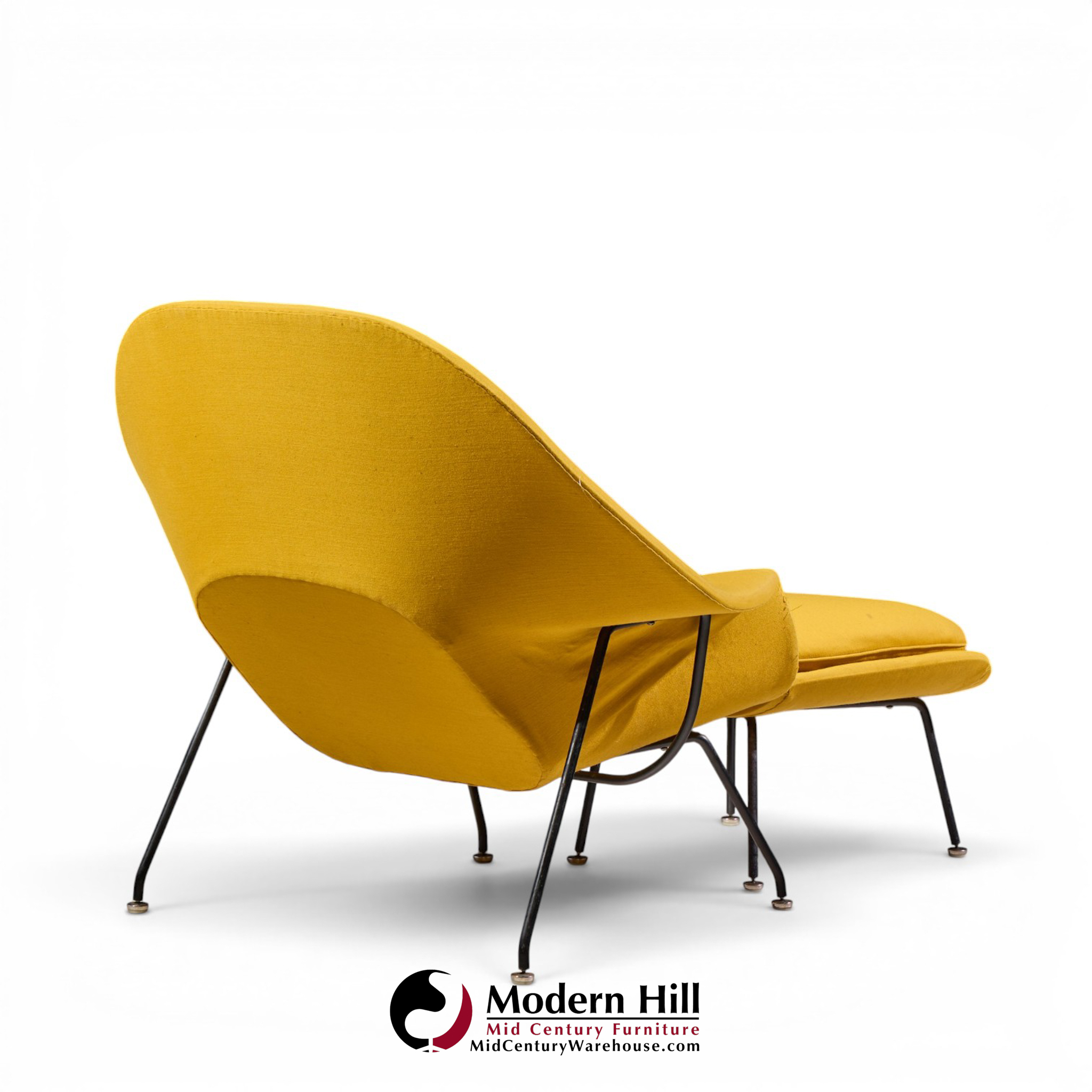 eero saarinen for knoll mid century womb lounge chairs with ottomans - pair