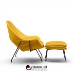 eero saarinen for knoll mid century womb lounge chairs with ottomans - pair