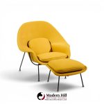 eero saarinen for knoll mid century womb lounge chairs with ottomans - pair
