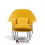 eero saarinen for knoll mid century womb lounge chairs with ottomans - pair
