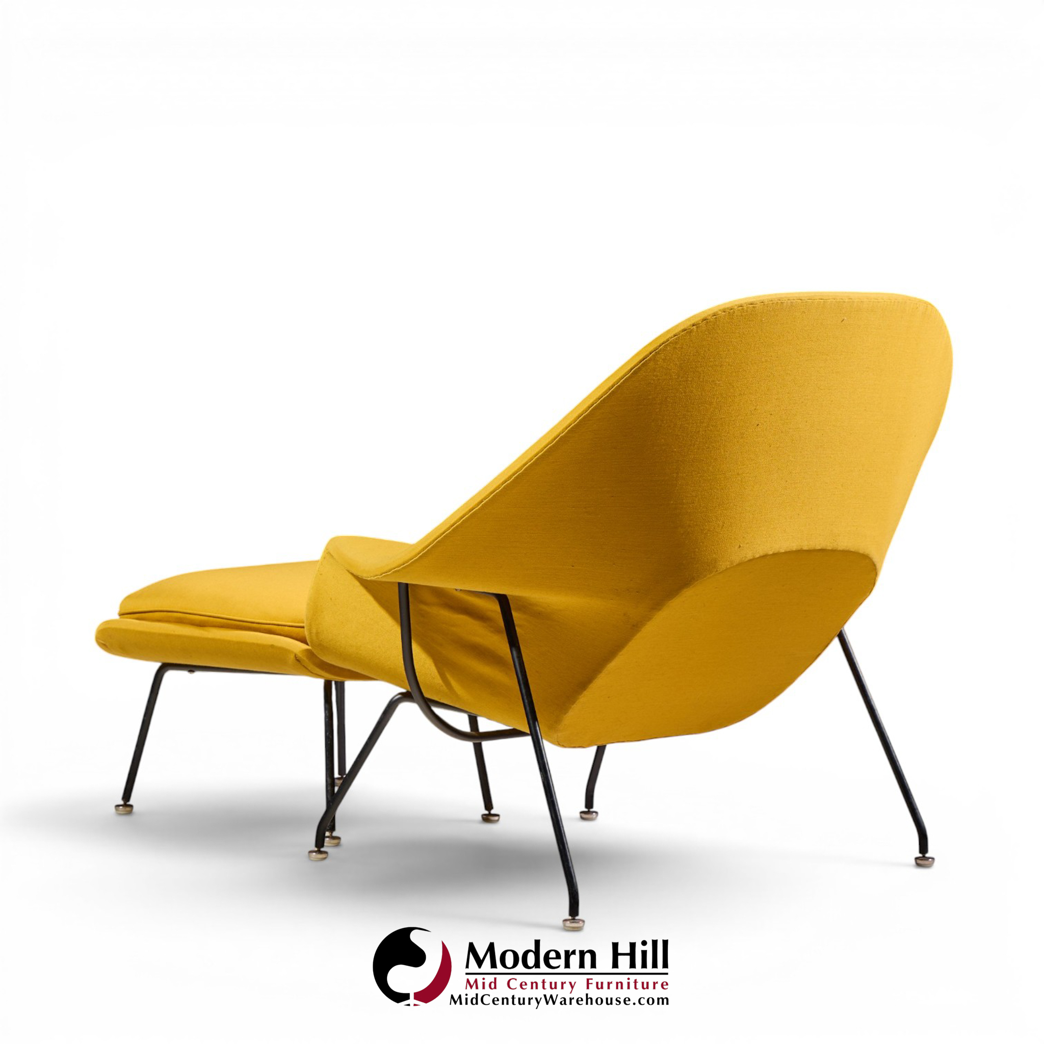 eero saarinen for knoll mid century womb lounge chairs with ottomans - pair