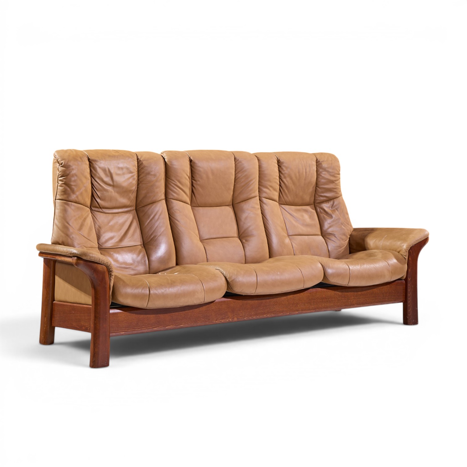 ekornes stressless mid century buckingham leather reclining sofa