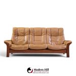 ekornes stressless mid century buckingham leather reclining sofa