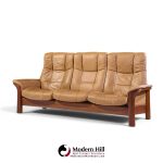 ekornes stressless mid century buckingham leather reclining sofa