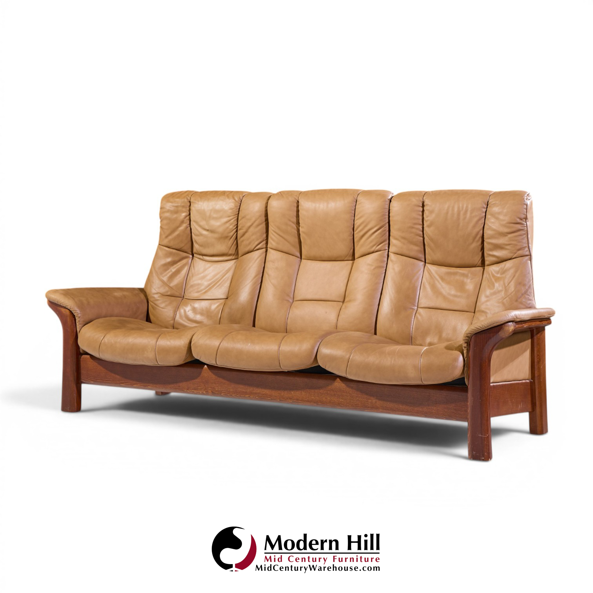 ekornes stressless mid century buckingham leather reclining sofa