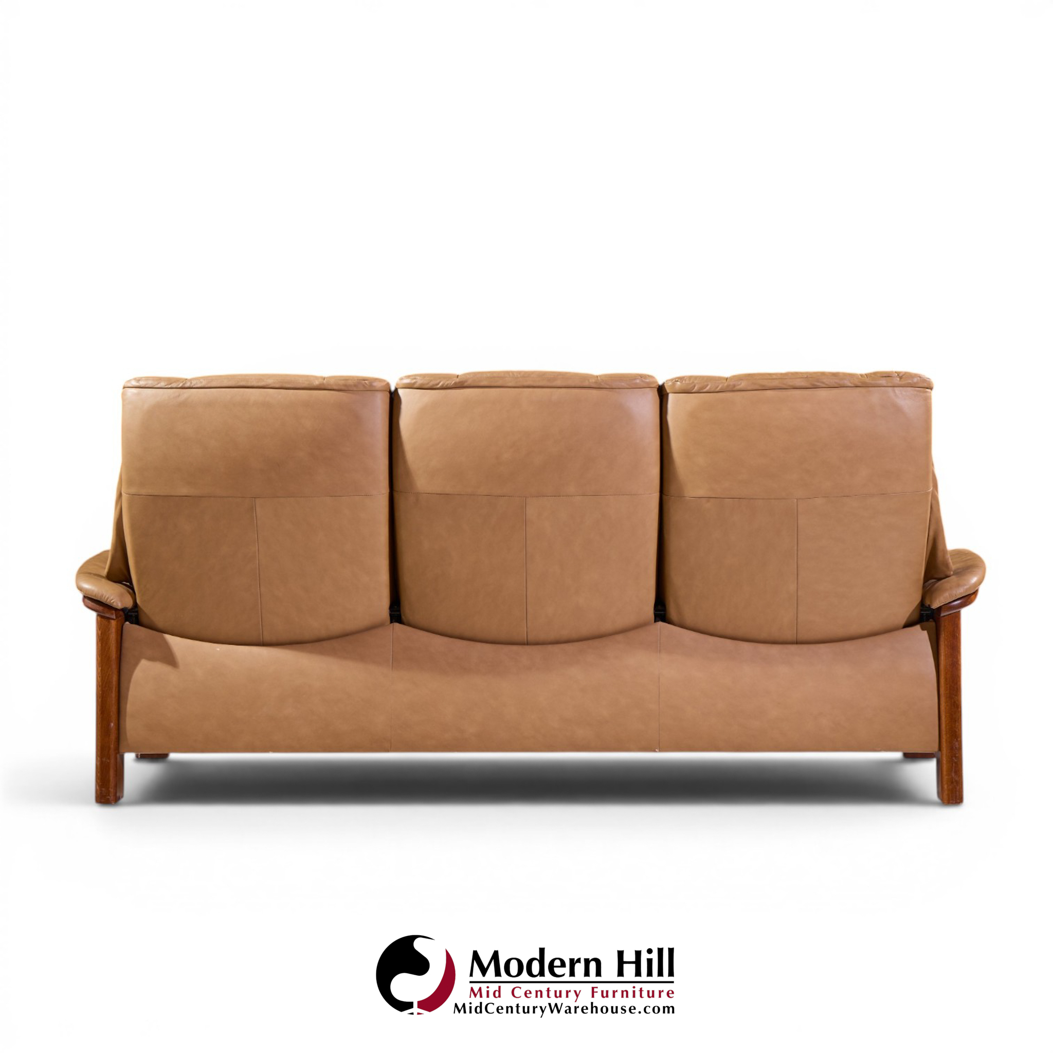 ekornes stressless mid century buckingham leather reclining sofa