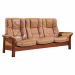 ekornes stressless mid century buckingham leather reclining sofa