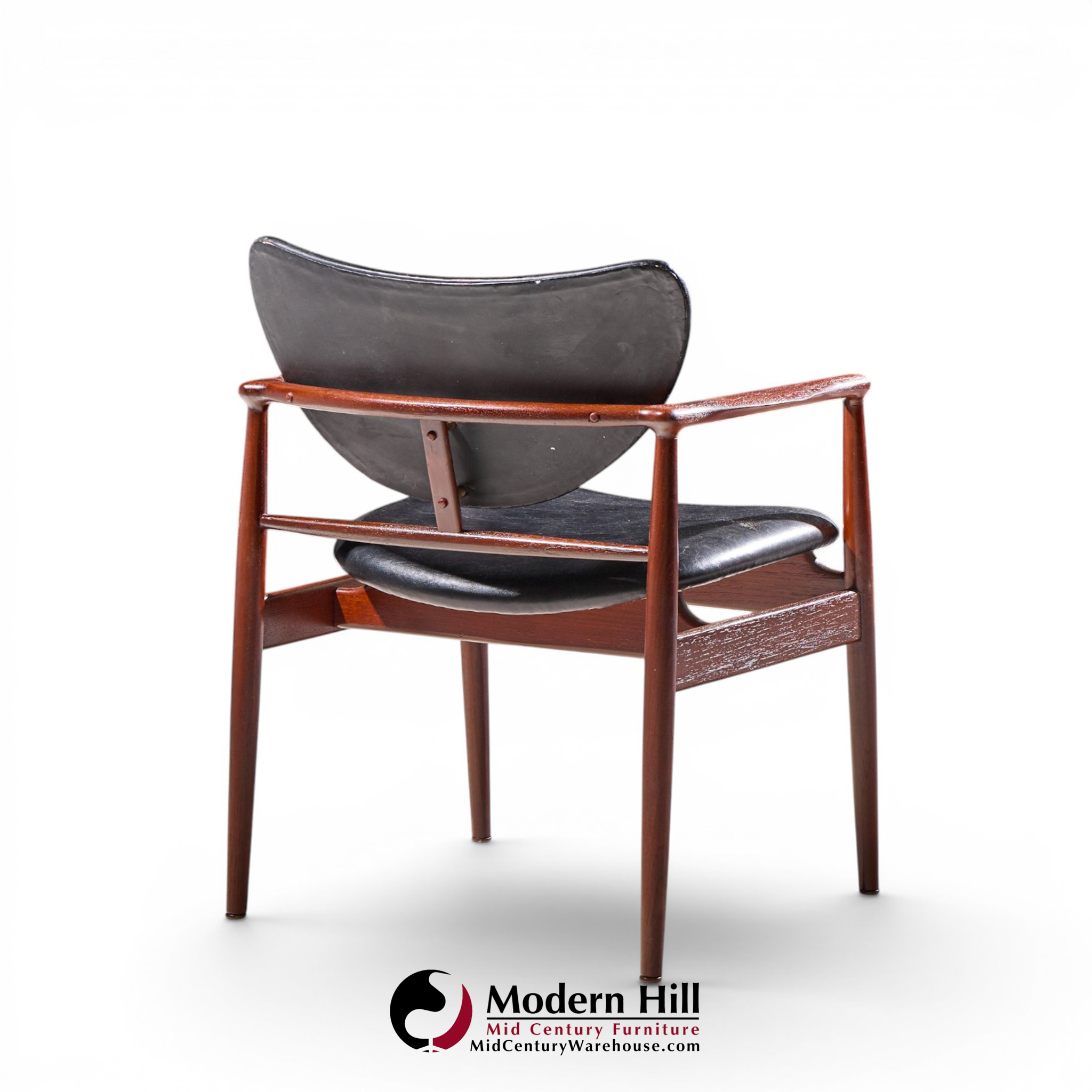 finn juhl for niels vodder model nv-48 mid century danish teak lounge chairs - pair