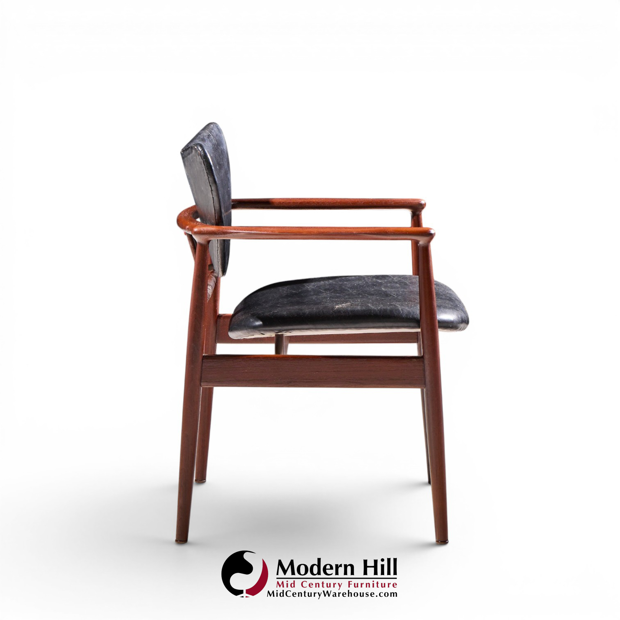 finn juhl for niels vodder model nv-48 mid century danish teak lounge chairs - pair