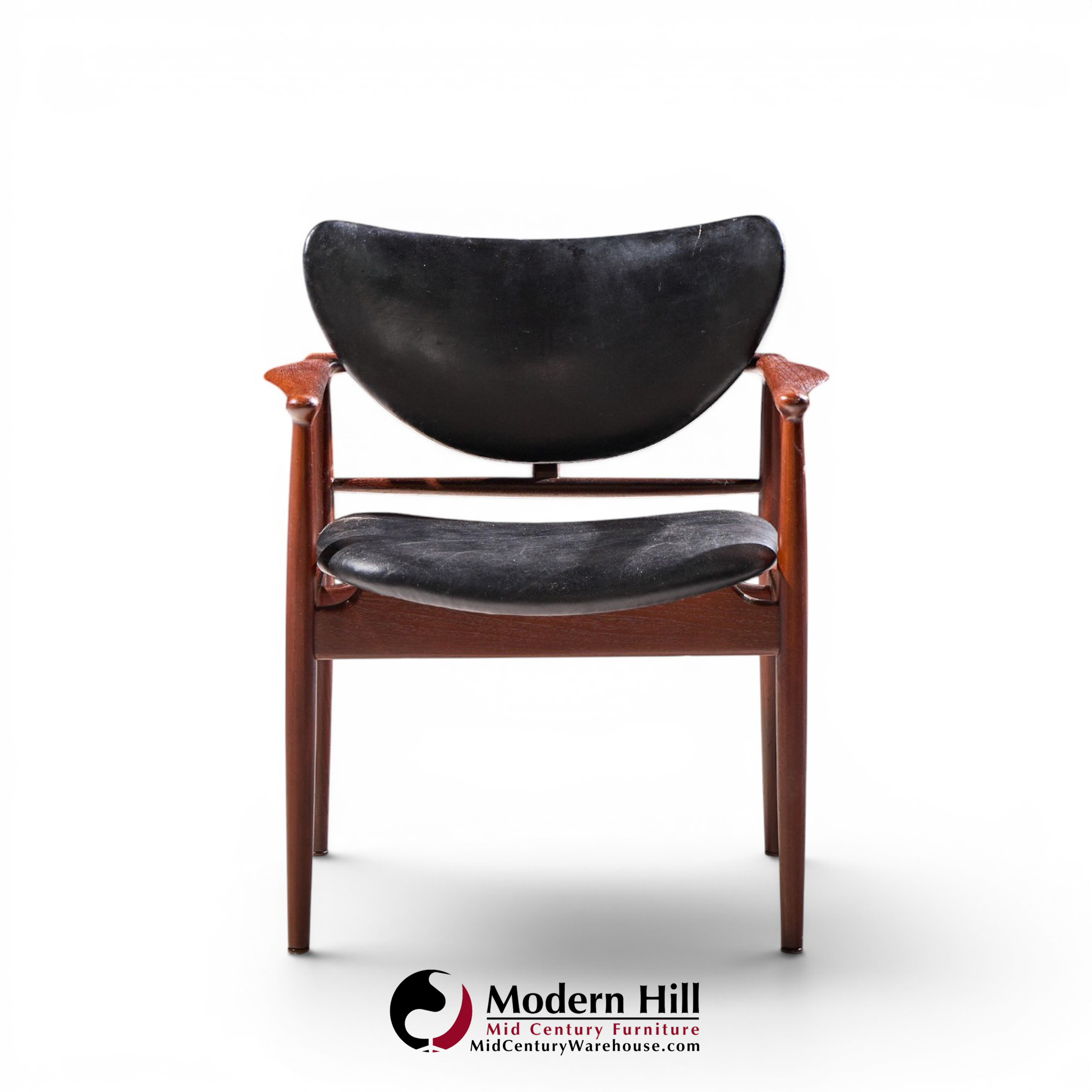finn juhl for niels vodder model nv-48 mid century danish teak lounge chairs - pair