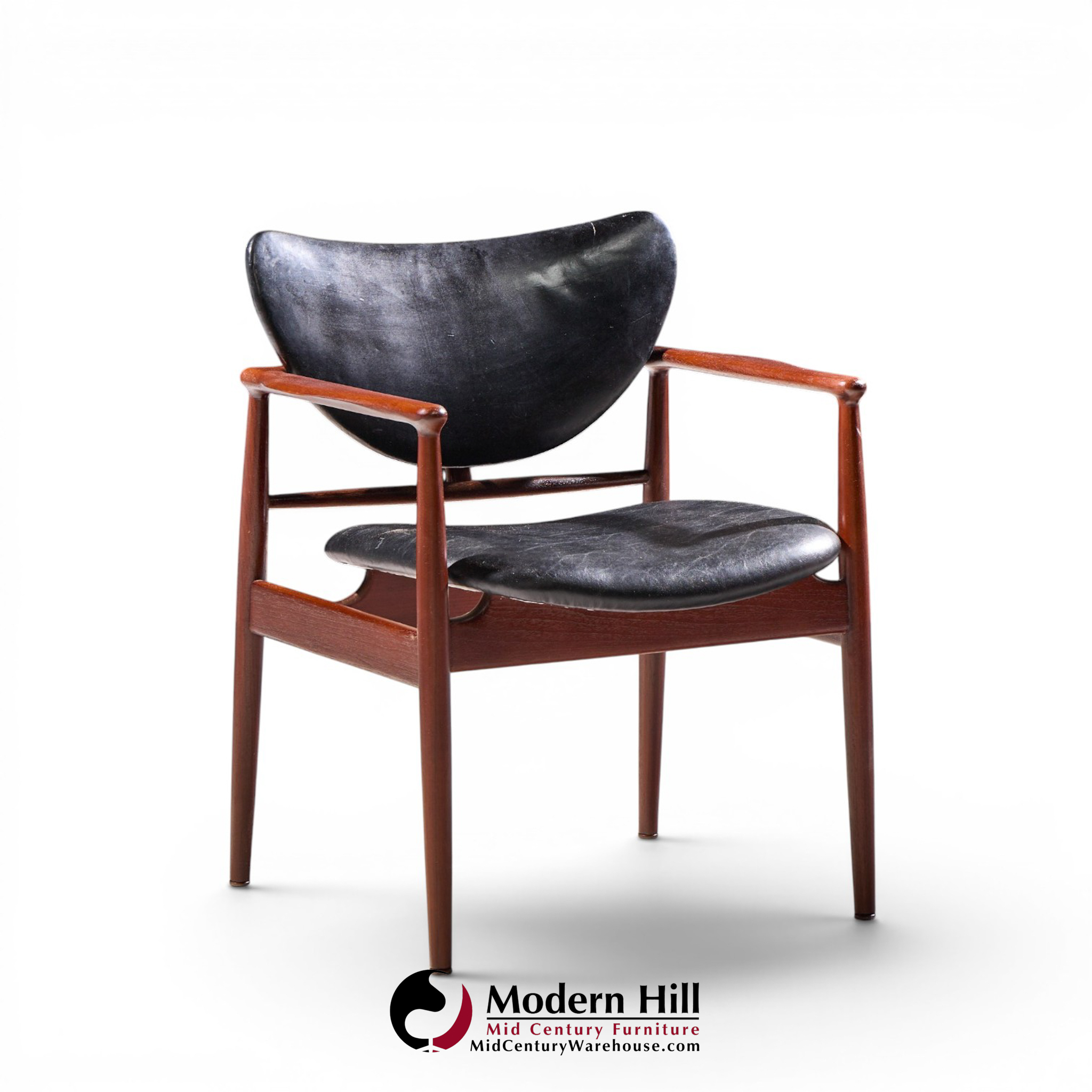 finn juhl for niels vodder model nv-48 mid century danish teak lounge chairs - pair