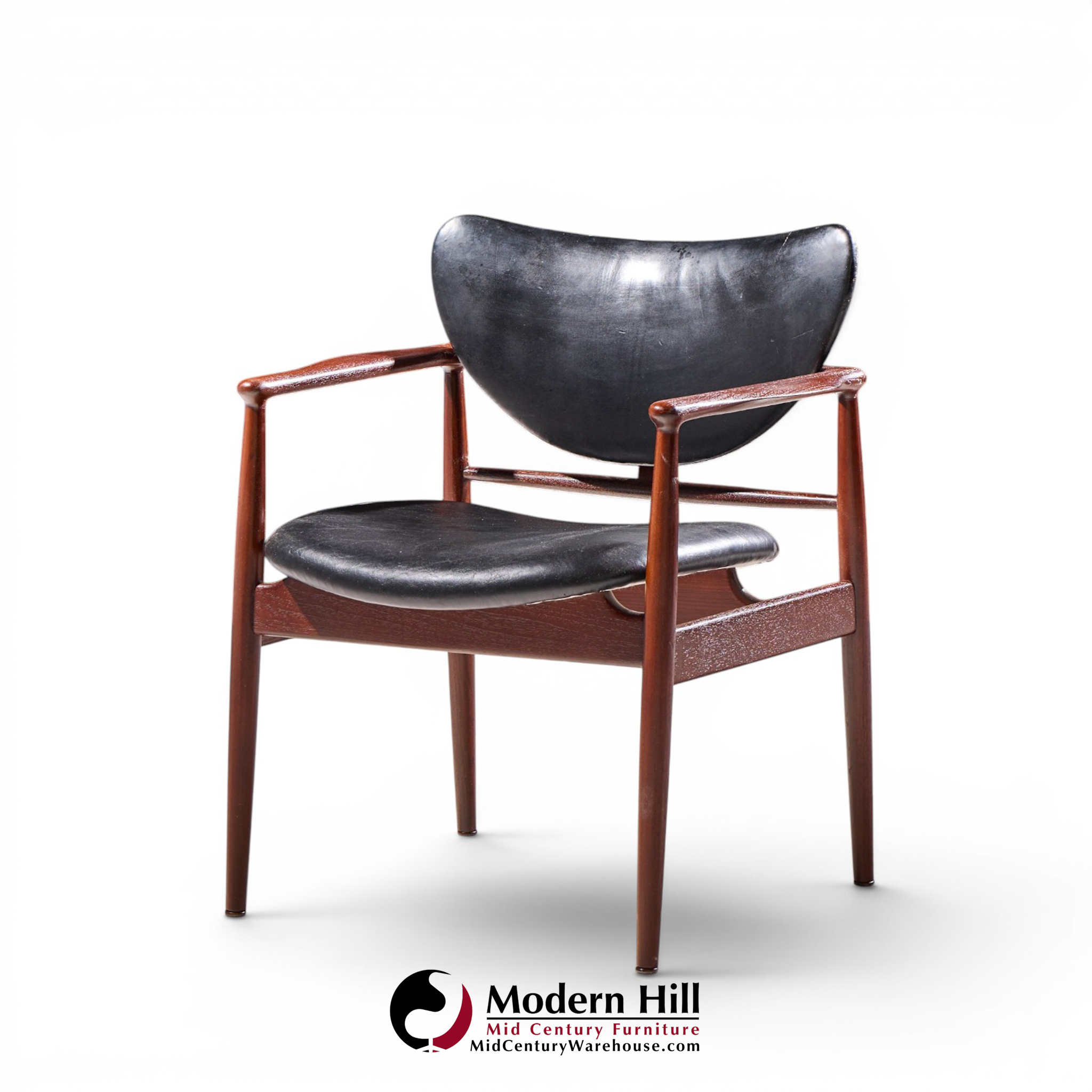 finn juhl for niels vodder model nv-48 mid century danish teak lounge chairs - pair