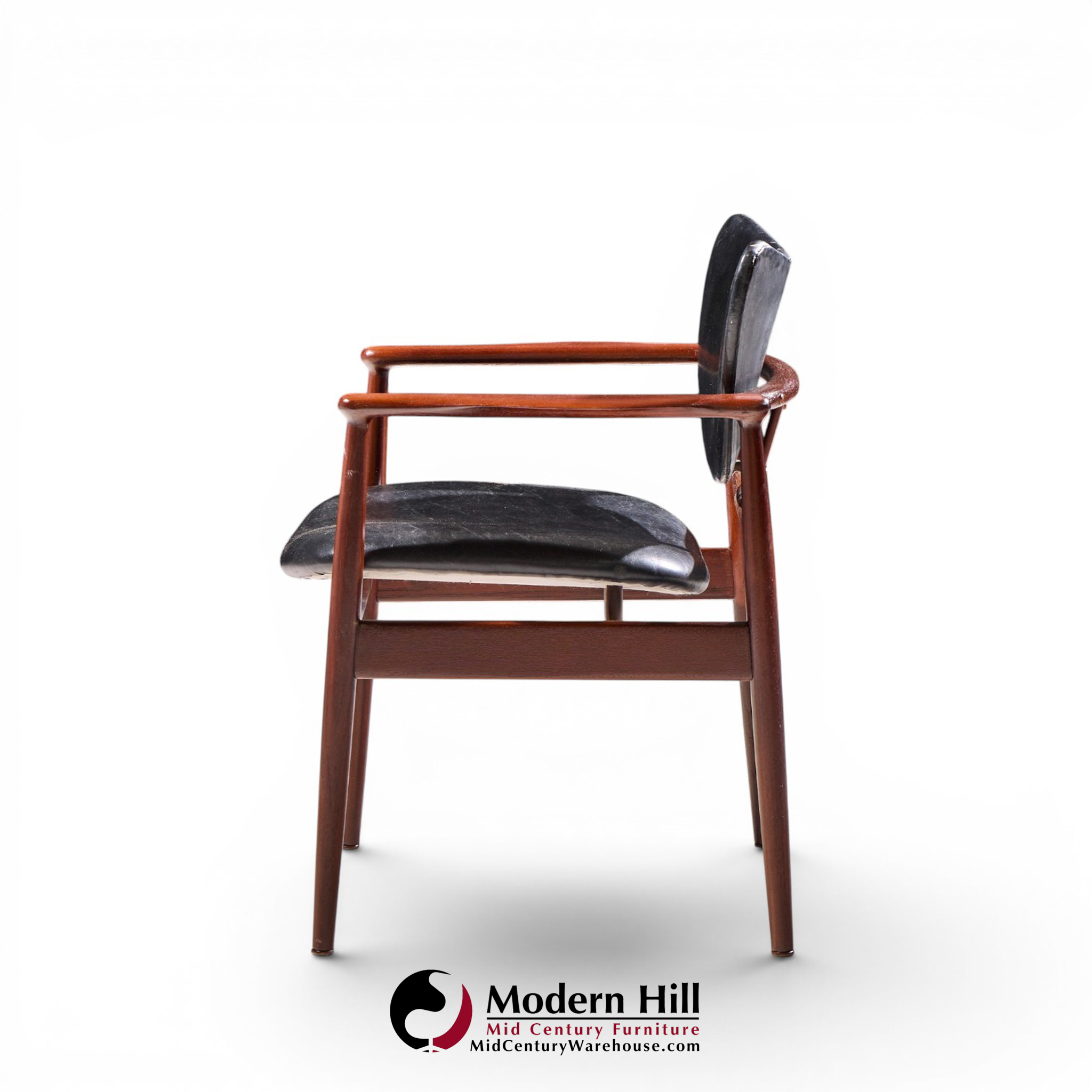 finn juhl for niels vodder model nv-48 mid century danish teak lounge chairs - pair