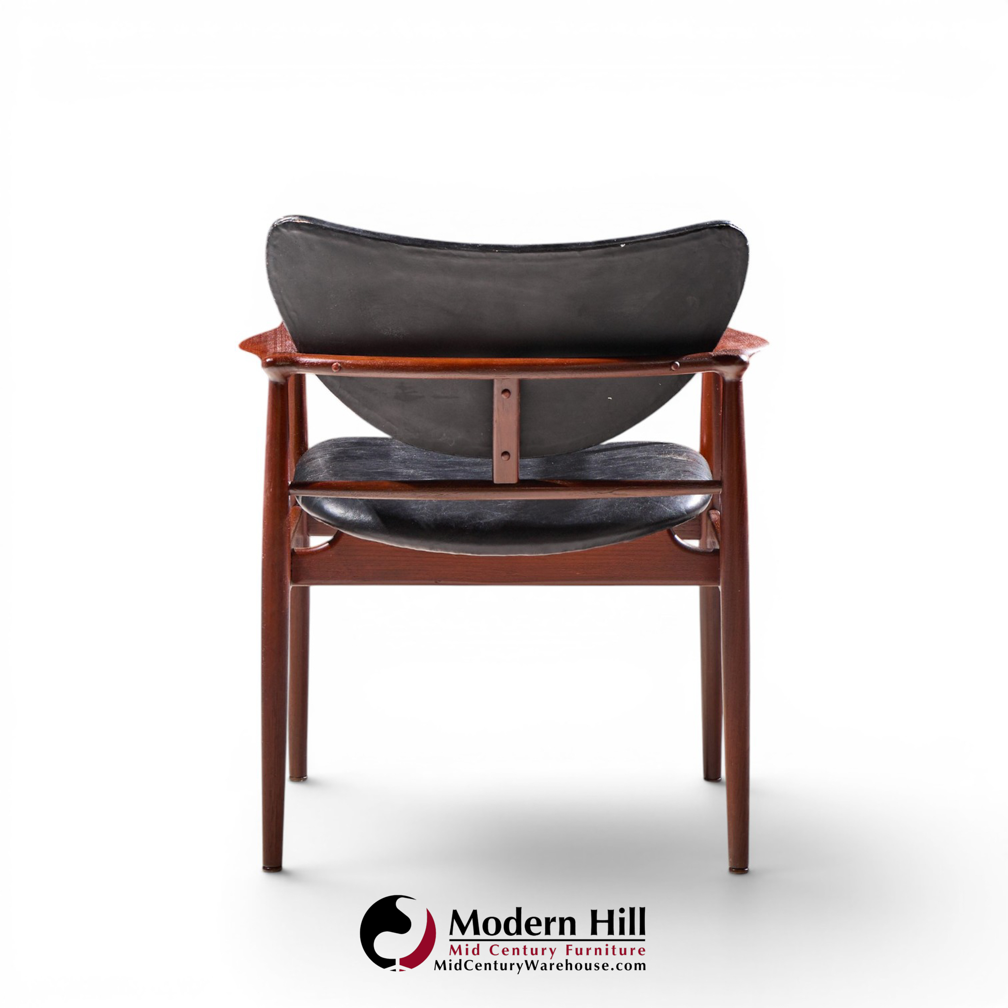 finn juhl for niels vodder model nv-48 mid century danish teak lounge chairs - pair