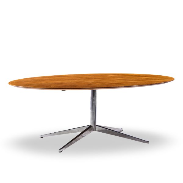 florence knoll mid century oval top rosewood and chrome dining table