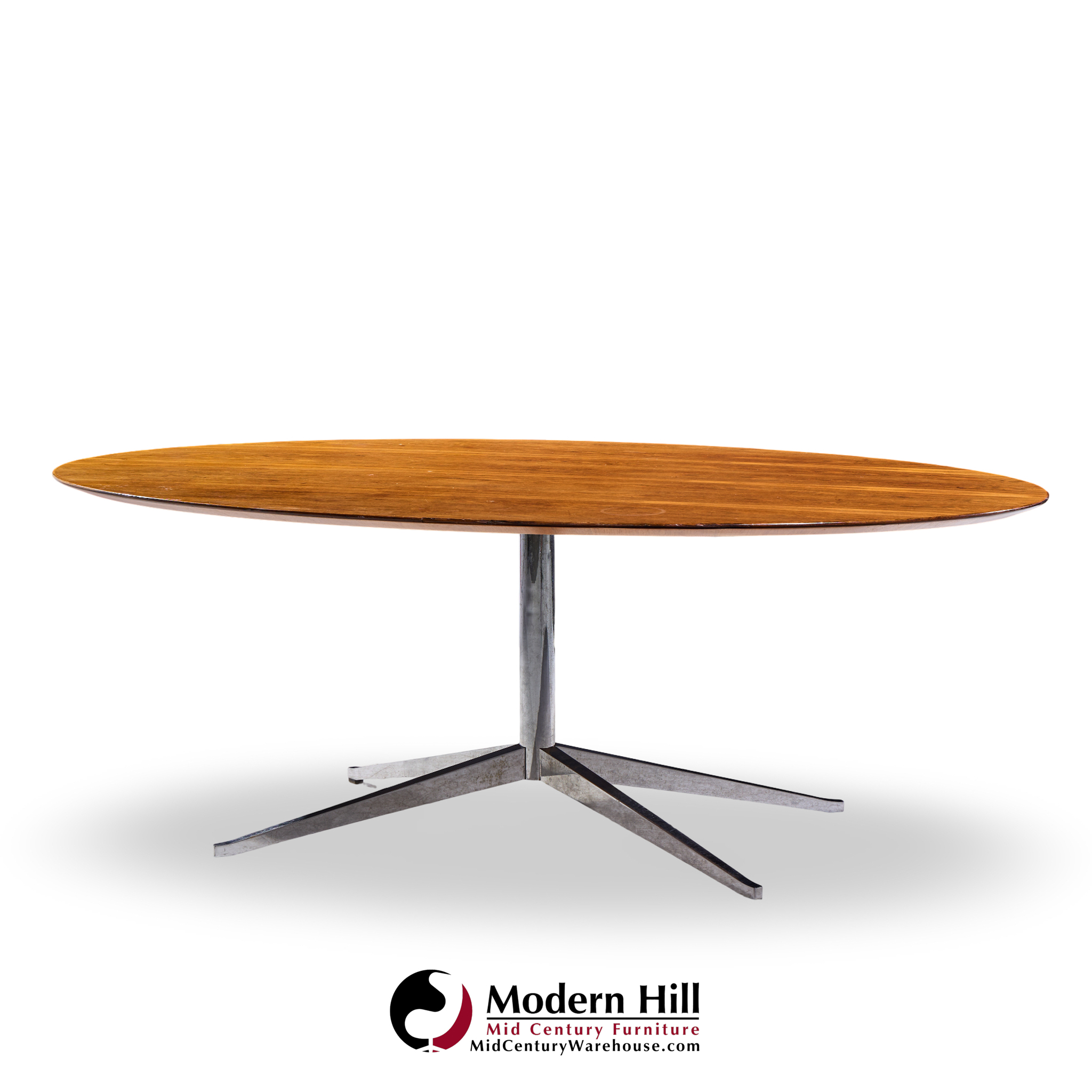 florence knoll mid century oval top rosewood and chrome dining table