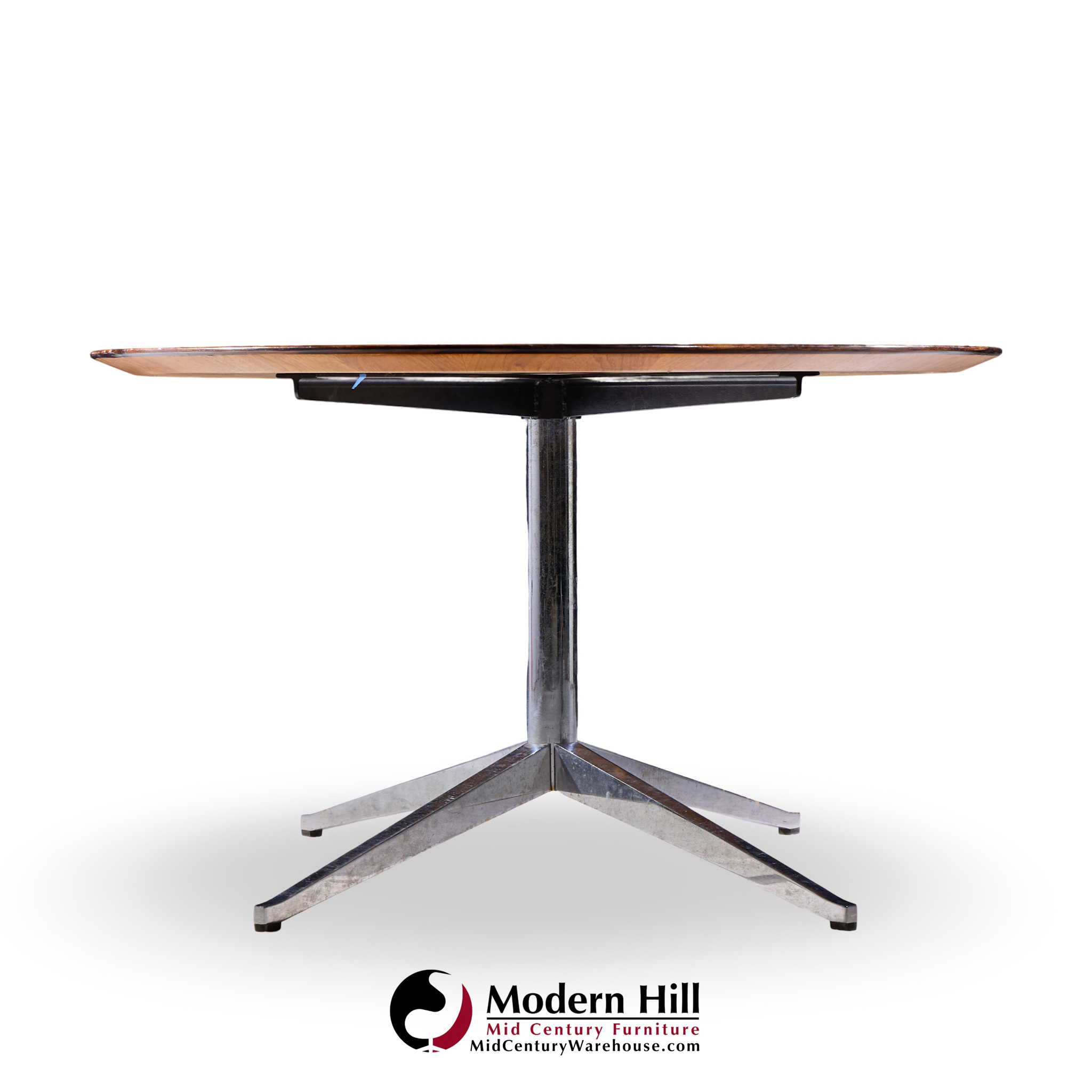 florence knoll mid century oval top rosewood and chrome dining table