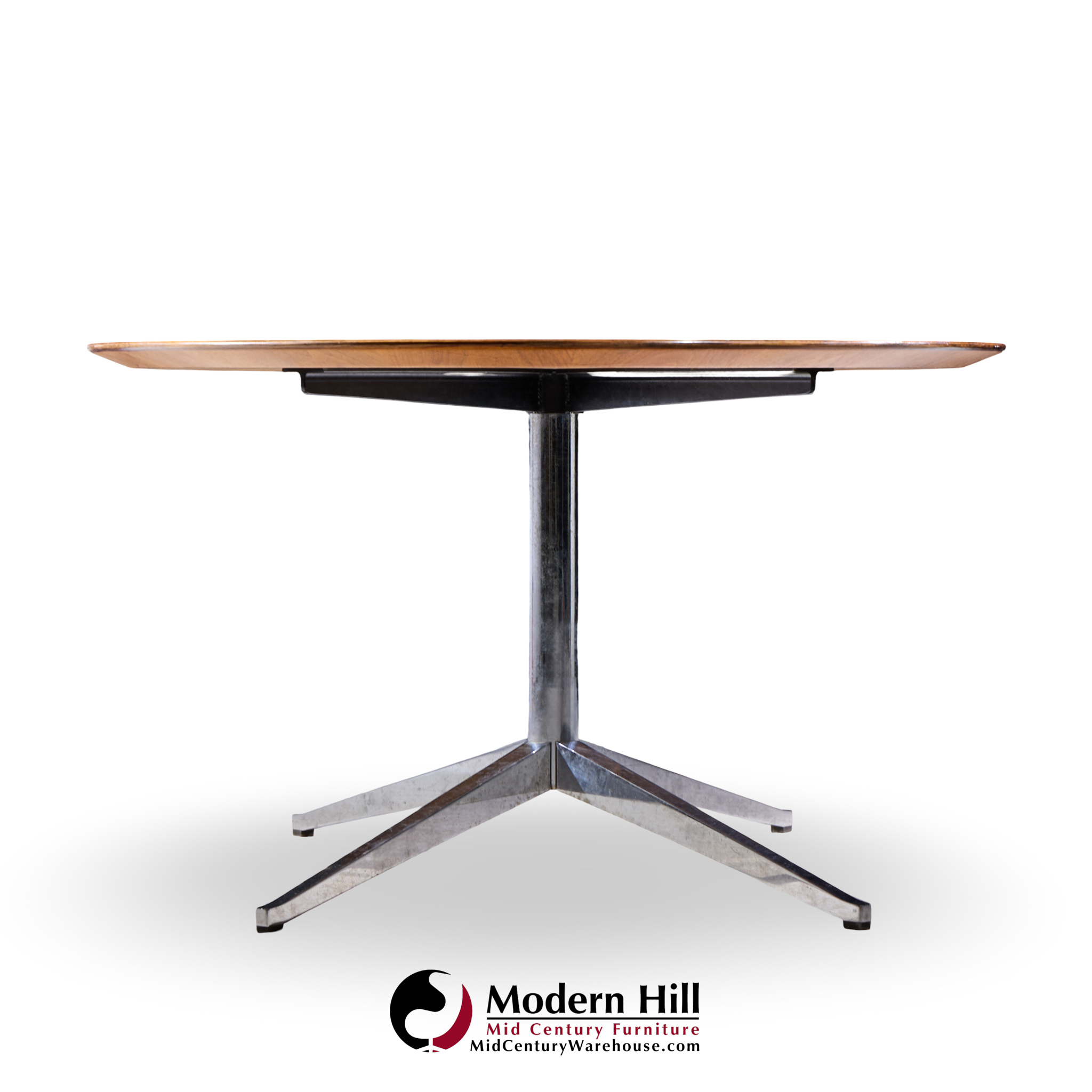 florence knoll mid century oval top rosewood and chrome dining table