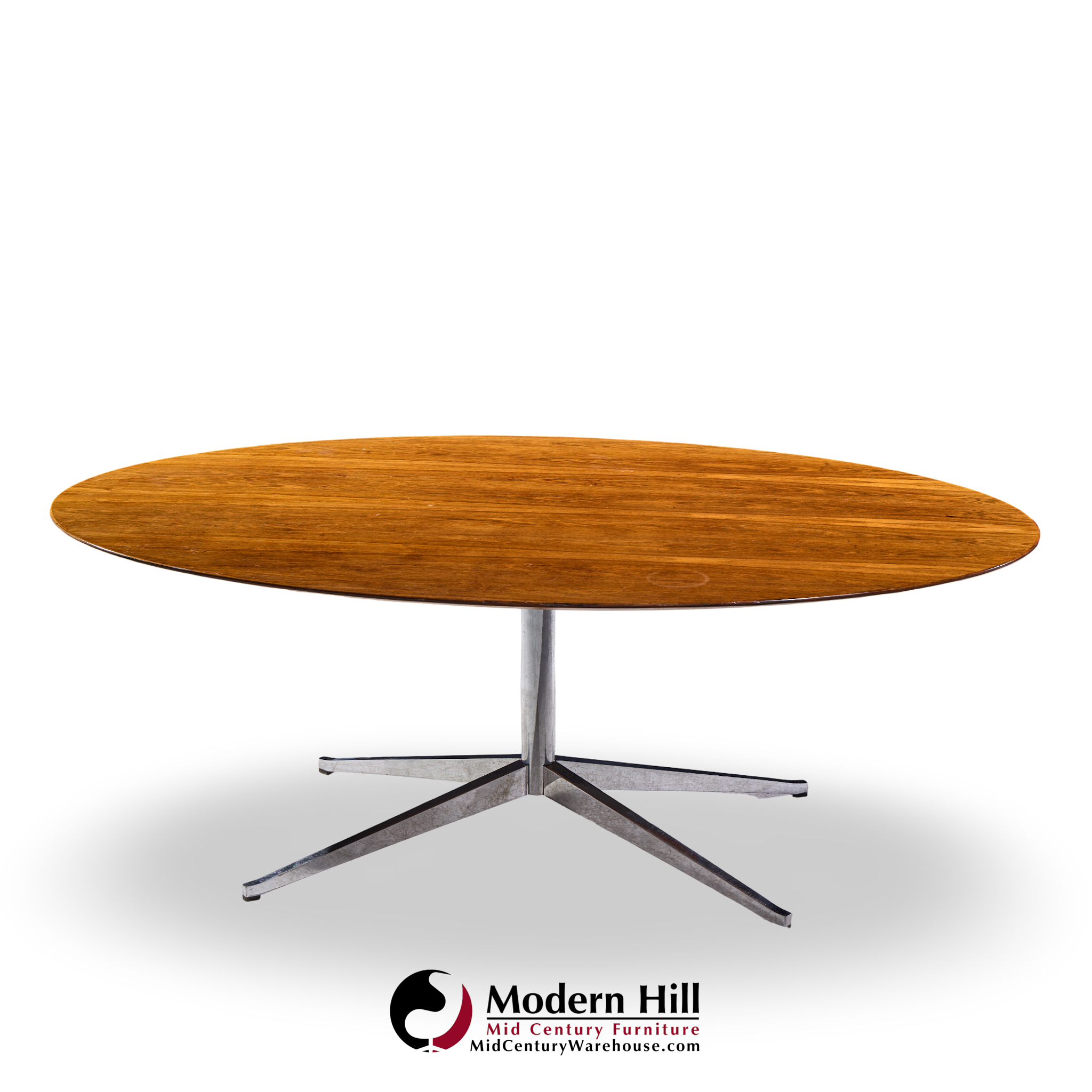 florence knoll mid century oval top rosewood and chrome dining table