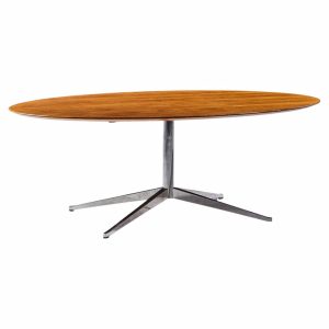 florence knoll mid century oval top rosewood and chrome dining table