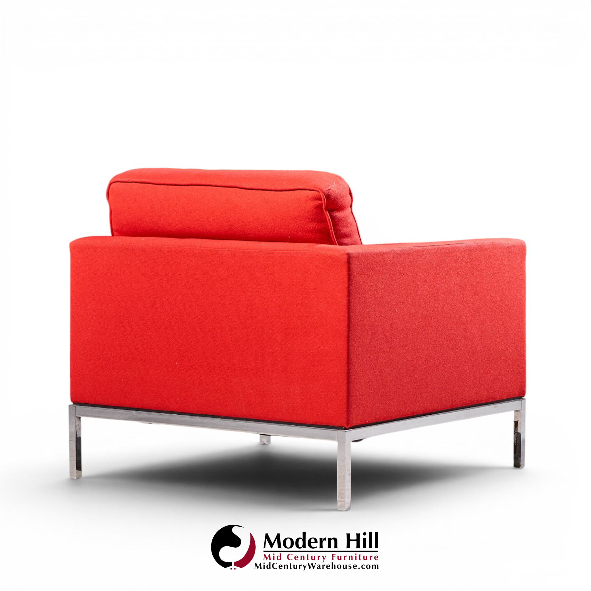 florence knoll mid century relaxed cube club lounge chairs - pair