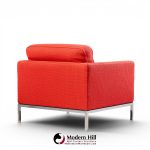 florence knoll mid century relaxed cube club lounge chairs - pair