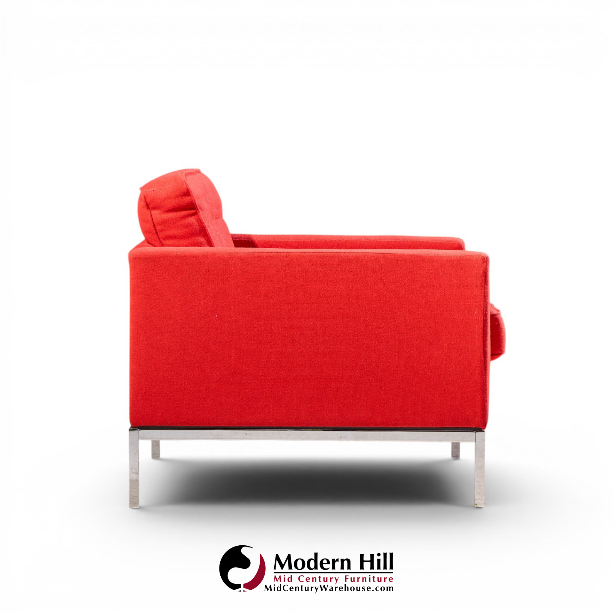 florence knoll mid century relaxed cube club lounge chairs - pair