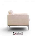 florence knoll mid century relaxed cube club lounge chairs - pair