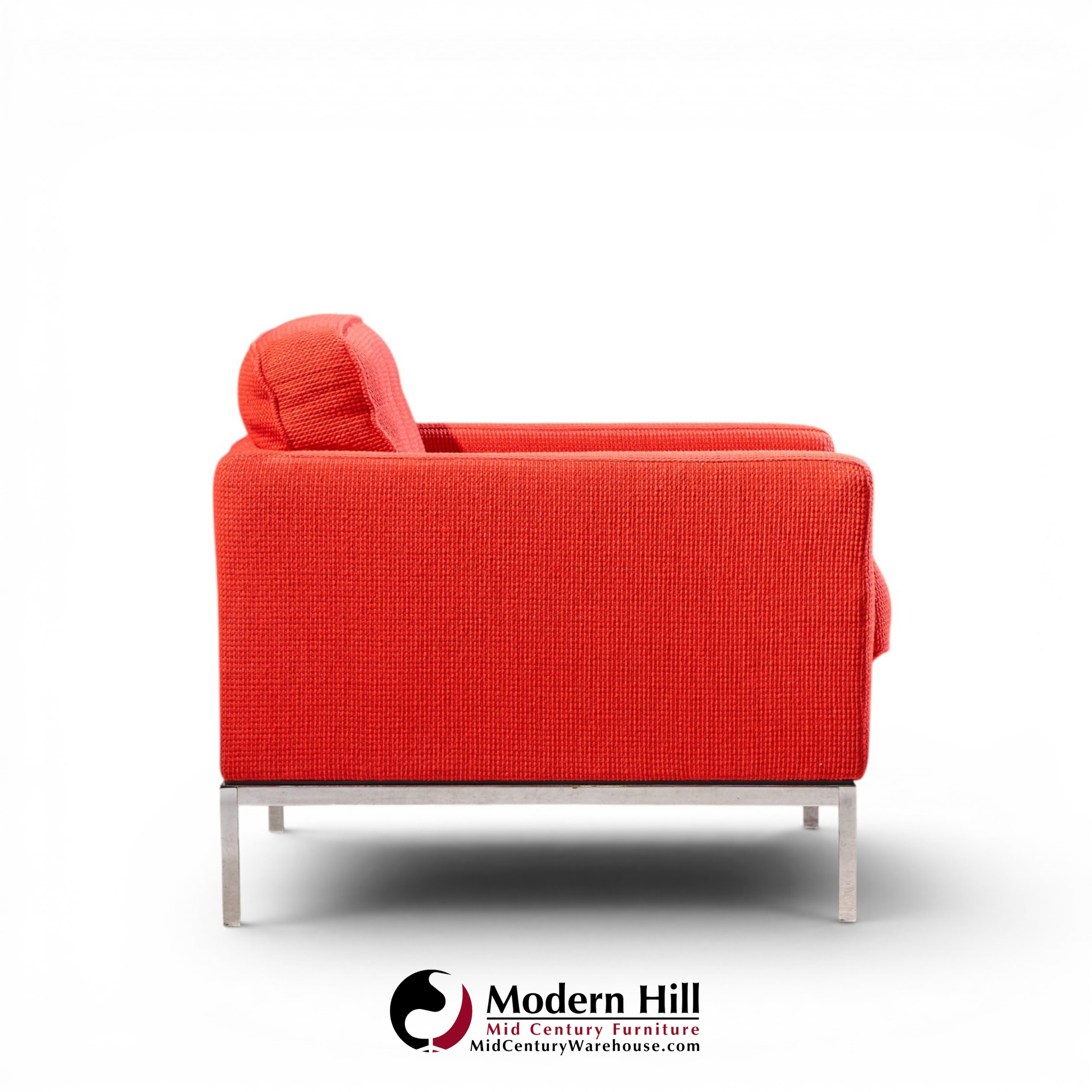 florence knoll mid century relaxed cube club lounge chairs - pair