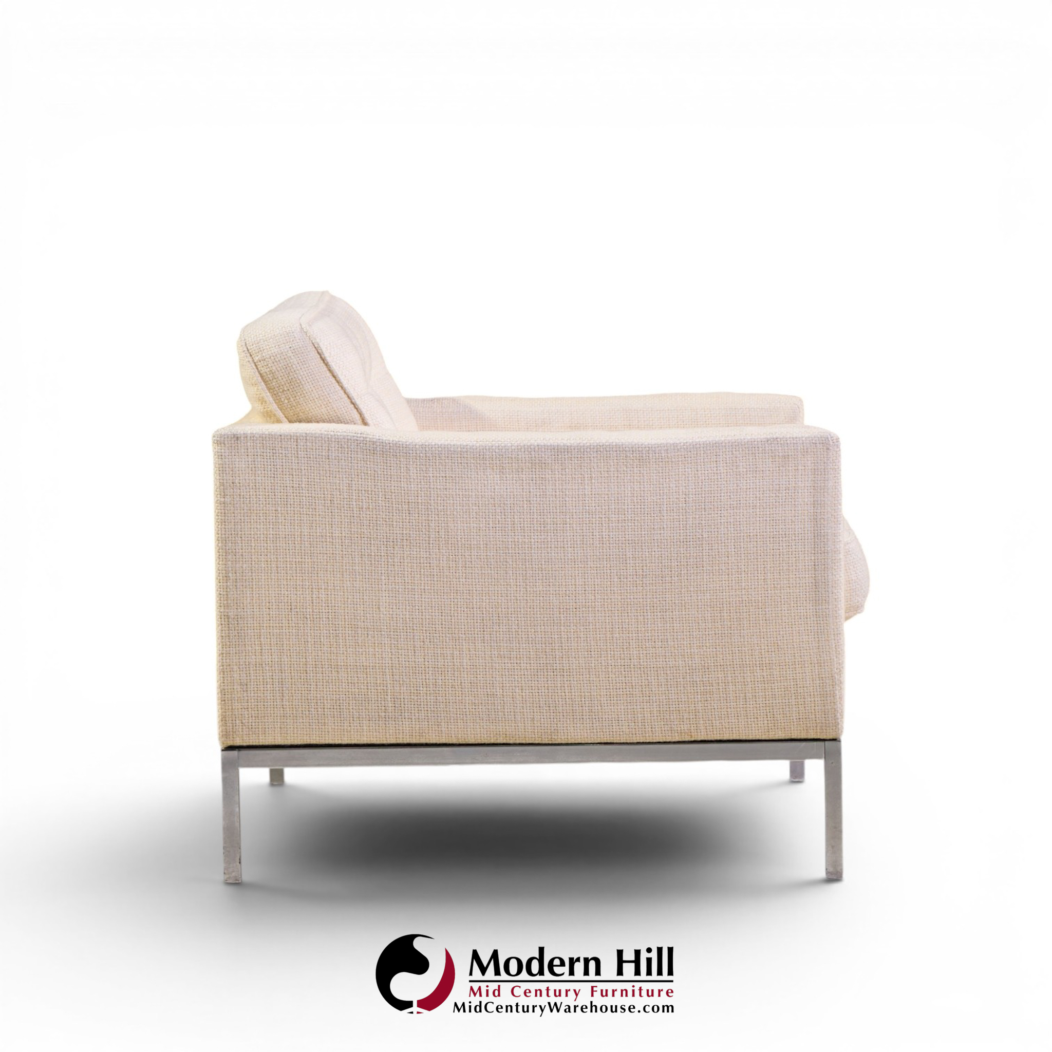 florence knoll mid century relaxed cube club lounge chairs - pair