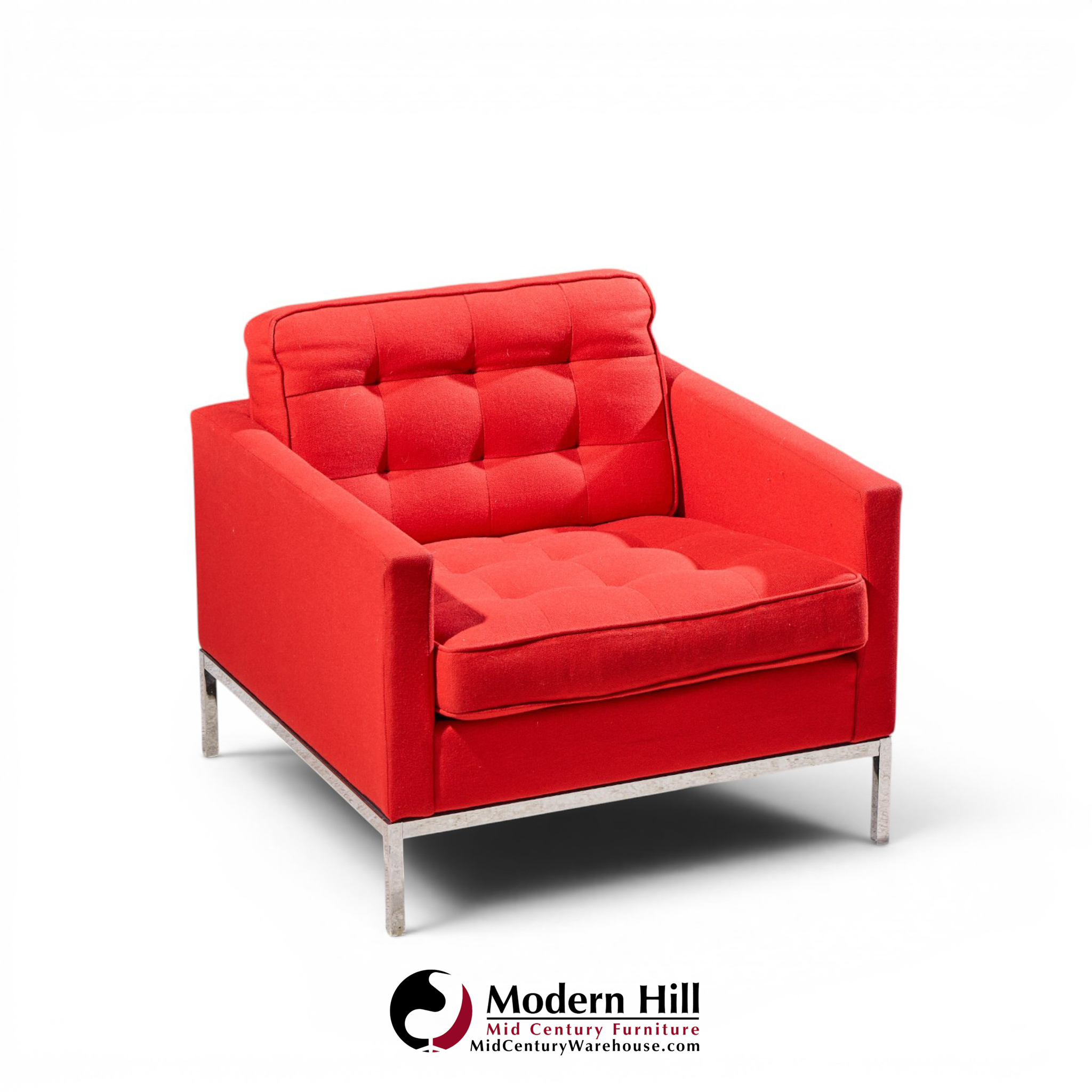 florence knoll mid century relaxed cube club lounge chairs - pair